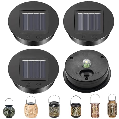 Solarleuchten Ersatzteile Deckel 7/8cm, 4 Stück Ersatz Solarmodul für Gartenleuchte, Solarleuchten Ersatz Top mit LED Leuchten, Wasserdicht Solar Ersatzdeckel Solarpanel für DIY Solarlaterne (8cm*2) von FUFRE
