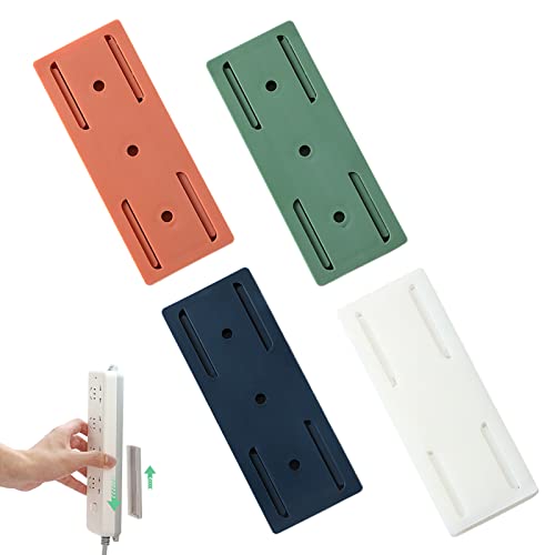 Stanzfreier Sockelhalterung Selbstklebender, Steckdosenleiste Wandhalterung Halter Stanzfreies Selbstklebender, Selbstklebende Power Board-Halter, Steckdosenhalter für WiFi Router, Steckdose (4PCS) von FUFRE