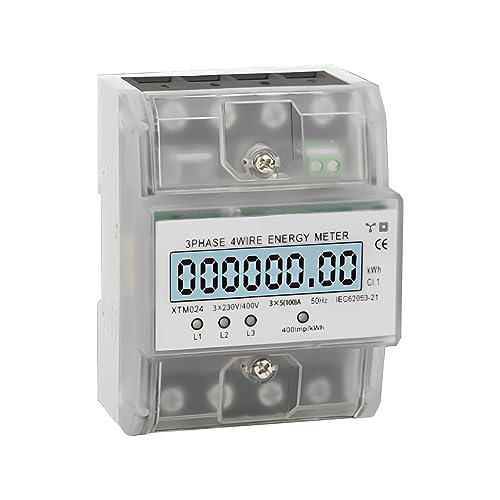 Stromzähler 3 Phasen 4-Draht Geeicht Digitaler Stromzähler MID Geeicht Und Zertifiziert Für DIN Zwischenzähler Strom Drehstromzähler 230 / 400V 5-100A (A) von FUFRE