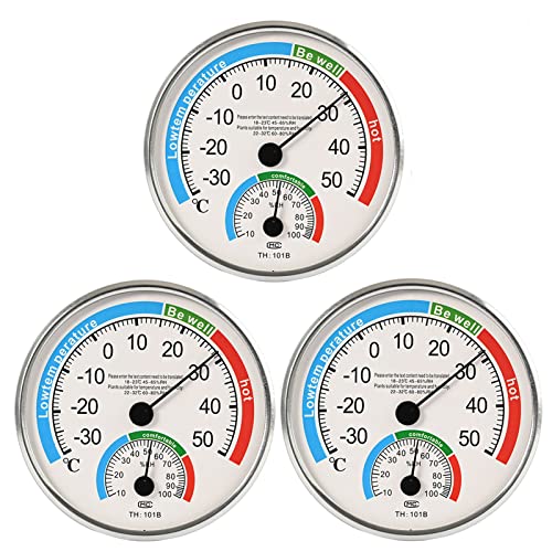 Thermometer Hygrometer Innen Analog, Raumthermometer Analog Luftfeuchtigkeitsmesser Innen, Raumtemperatur Messgerät, Thermometer für Indoor Outdoor Kontrolle von Temperatur Luftfeuchtigkeit (3 Stück) von FUFRE