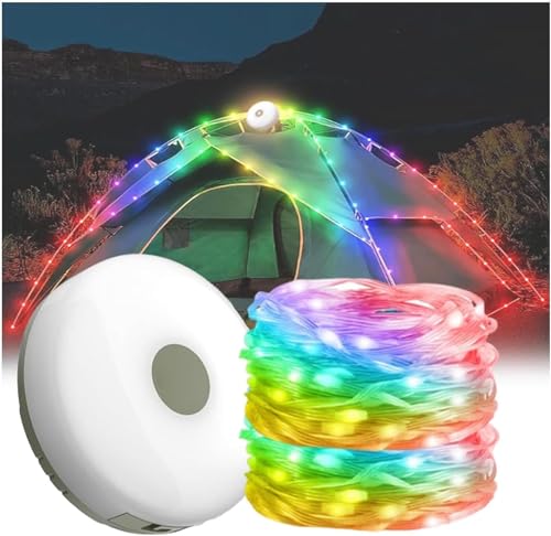 FUFRE Camping Lichterkette Aufrollbar, 10M Wasserdichte Tragbare Verstaubare Lichterkette für den Außenbereich, USB Wiederaufladbare Campinglampe von FUFRE
