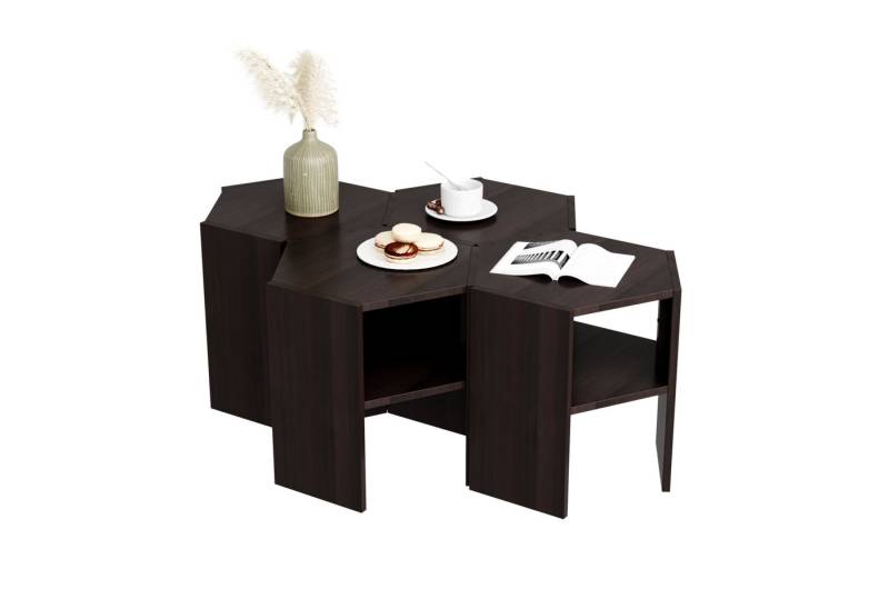 FUFU&GAGA Couchtisch Modularer Beistelltisch, Dunkelbraun, MDF, 42.6×36.8×40 cm von FUFU&GAGA