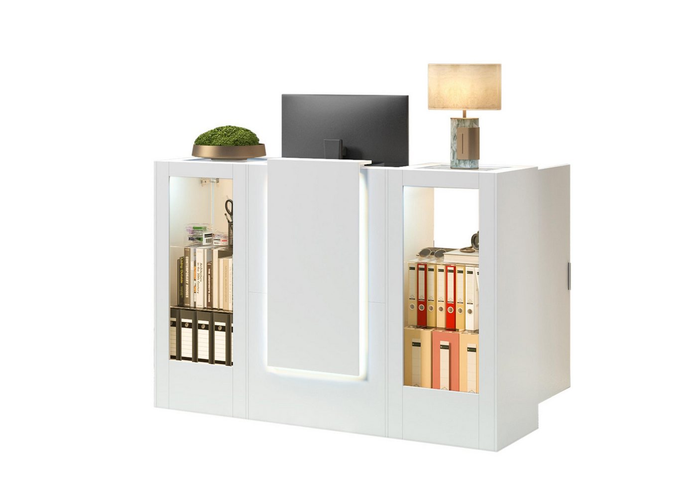 FUFU&GAGA Empfangstheke mit 2 Schränken und 1 Tastaturschublade, 150 x 52 x 100 cm, weiß FUFU&GAGA Empfangstheke mit 2 Schränken und 1 Tastaturschublade, 150 x 52 x 100 cm, weiß von FUFU&GAGA