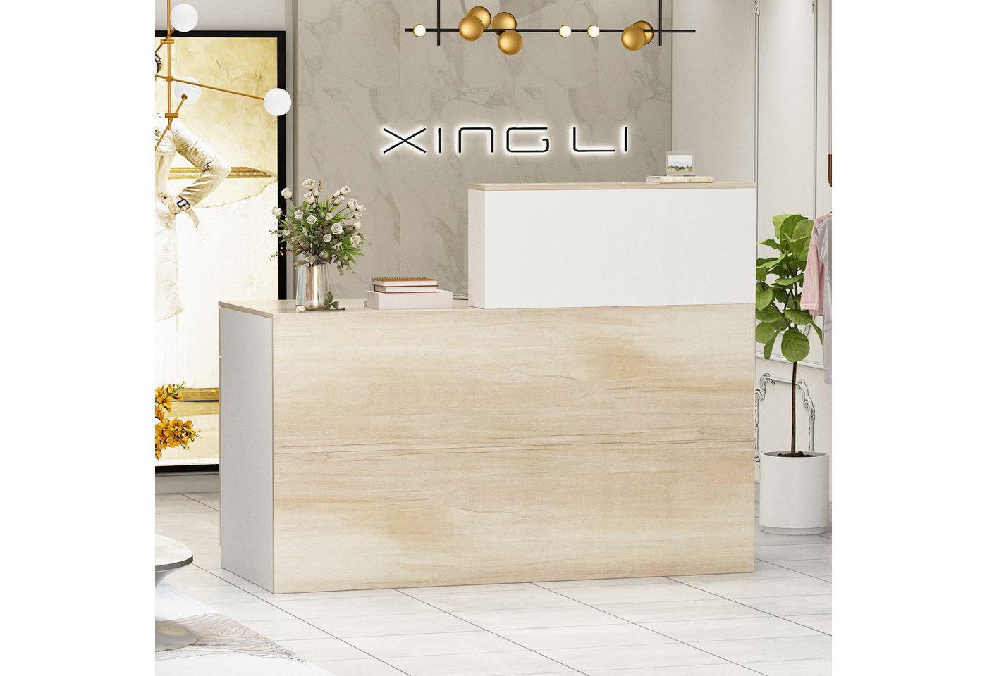 FUFU&GAGA Empfangstheke mit Abnehmbarer Ablage, Empfangstresen mit Schubladen FUFU&GAGA Empfangstheke mit Abnehmbarer Ablage, Empfangstresen mit Schubladen von FUFU&GAGA