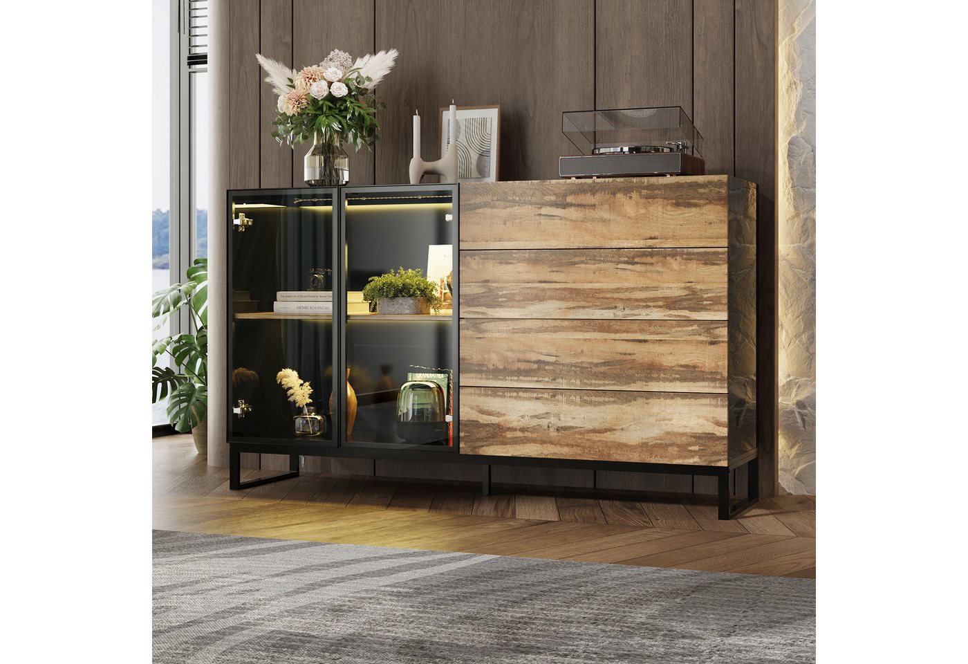 FUFU&GAGA Glasvitrine mit 3 Türen, mit Beleuchtung 8 Farbe + Hochglanz-Finish FUFU&GAGA Glasvitrine mit 3 Türen, mit Beleuchtung 8 Farbe + Hochglanz-Finish von FUFU&GAGA