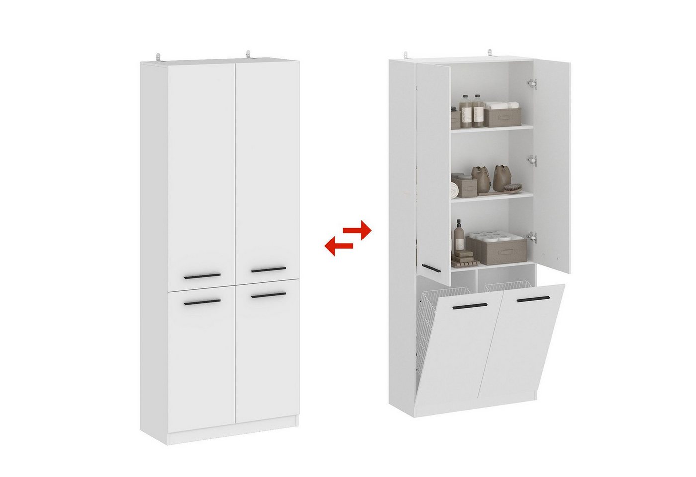 FUFU&GAGA Hochschrank 4-türiger weißer Badezimmerschrank Aufbewahrungsschrank FUFU&GAGA Hochschrank 4-türiger weißer Badezimmerschrank Aufbewahrungsschrank von FUFU&GAGA