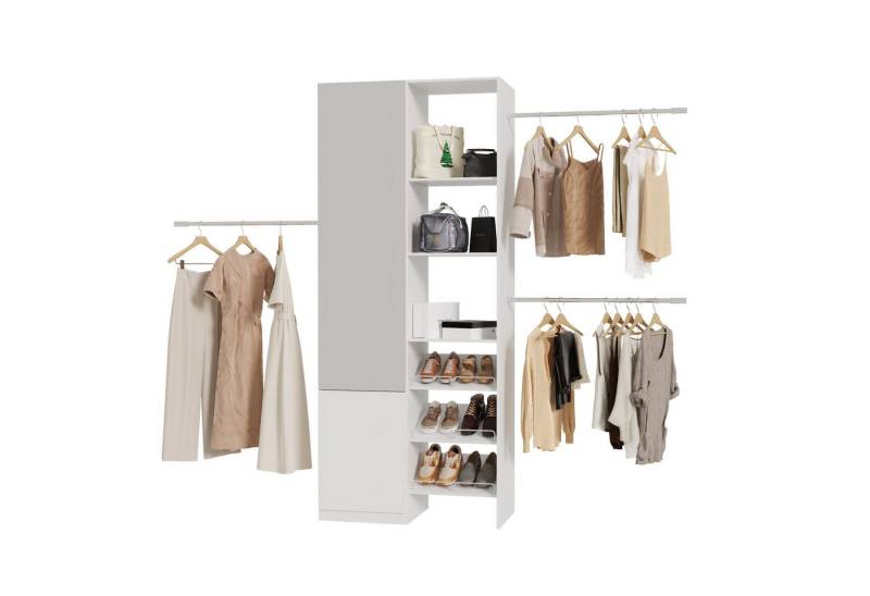 FUFU&GAGA Kleiderschrank Kleiderschrank mit Spiegel, Schubladen und verstellbaren Stangen von FUFU&GAGA