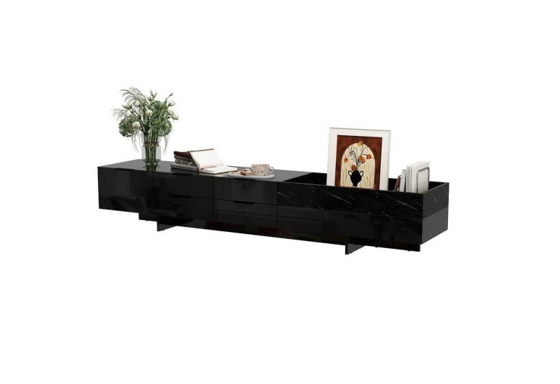 FUFU&GAGA Lowboard mit 5 Schubladen, Schwarzer TV-Ständer mit Marmormuster FUFU&GAGA Lowboard mit 5 Schubladen, Schwarzer TV-Ständer mit Marmormuster von FUFU&GAGA