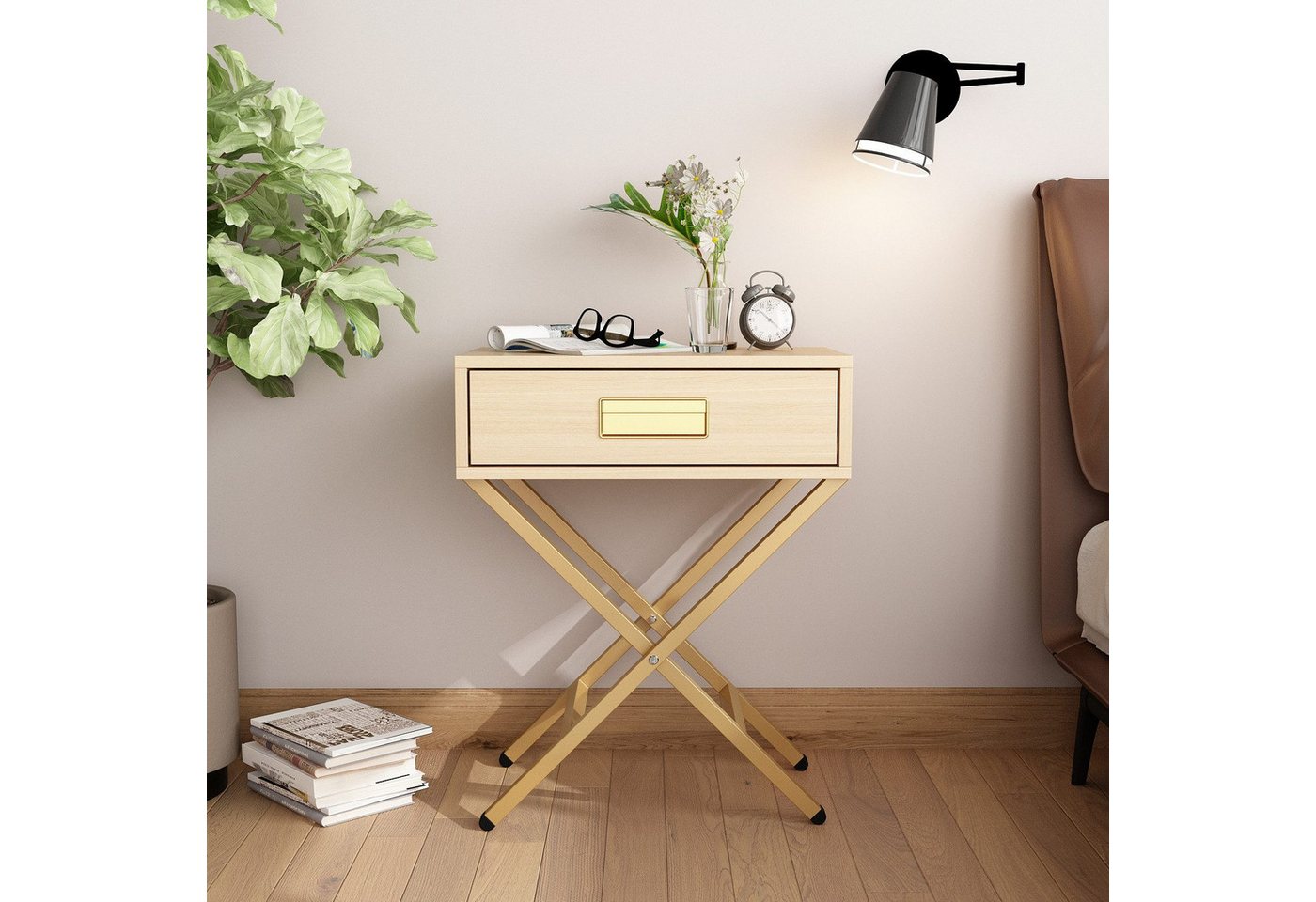 FUFU&GAGA Nachttisch Nachttisch mit 1 Schubladen und Metallgriffe, 48 x 30 x 60 cm, MDF FUFU&GAGA Nachttisch Nachttisch mit 1 Schubladen und Metallgriffe, 48 x 30 x 60 cm, MDF von FUFU&GAGA