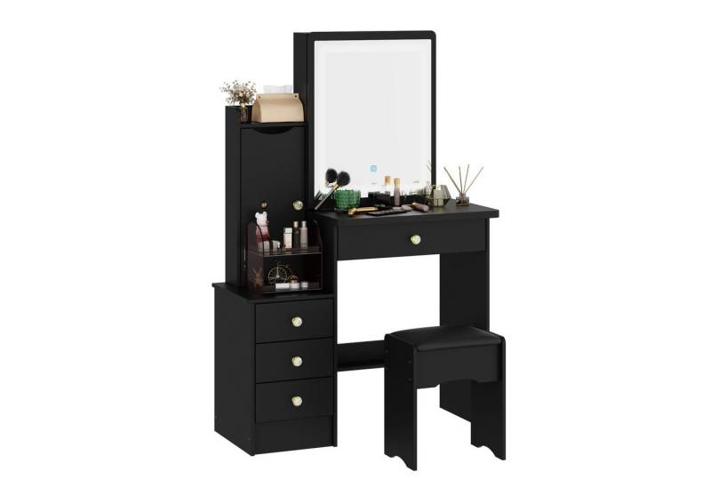 FUFU&GAGA Schminktisch Schminktisch mit 4 Schubladen,Schwarz, MDF, 90 B x 40 T x 135H cm von FUFU&GAGA