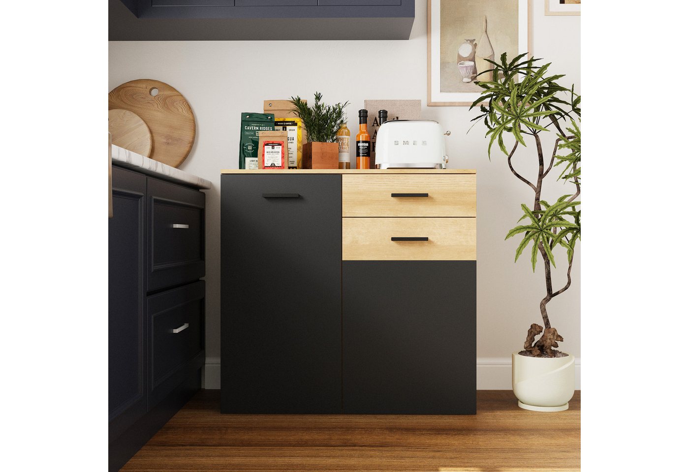 FUFU&GAGA Sideboard Küchenschrank, 2 Türen, 1 Schublade, 5 Fächer, 90 x 45 x 85 cm FUFU&GAGA Sideboard Küchenschrank, 2 Türen, 1 Schublade, 5 Fächer, 90 x 45 x 85 cm von FUFU&GAGA