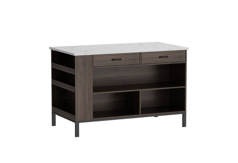 FUFU&GAGA Sideboard mit 2 Schubladen, 75 x 140 x 92 cm, MDF, Dunkelbraun + Weiß von FUFU&GAGA