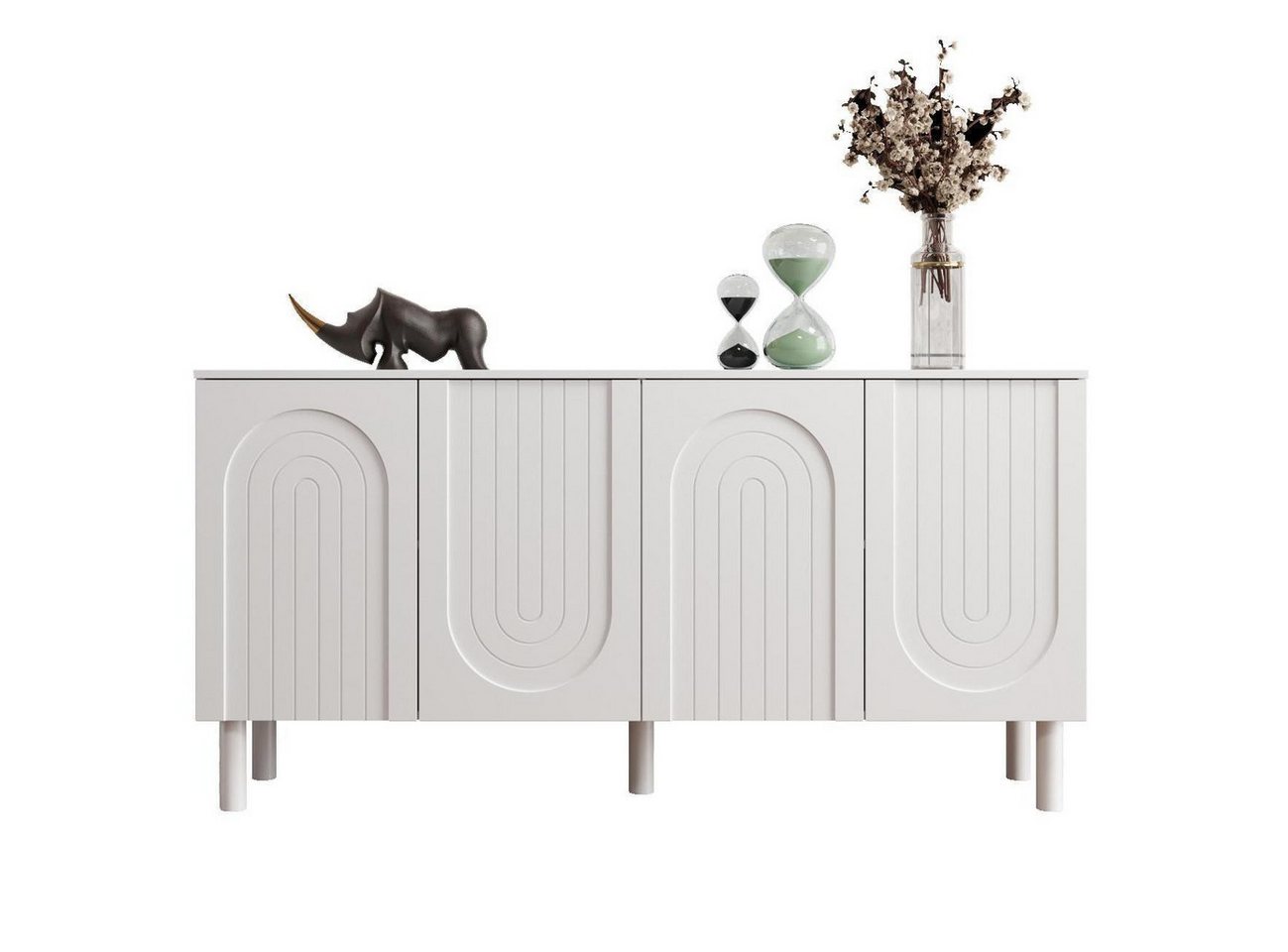 FUFU&GAGA Sideboard mit 5 Massivholzbeinen, Weiß FUFU&GAGA Sideboard mit 5 Massivholzbeinen, Weiß von FUFU&GAGA