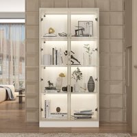 Glasvitrine,Vitrinenschrank,Wohnzimmervitrine mit LED-Lichtern in Kaltweiß,Warmweiß und Neutralweiß,mit Vier Glasvitrine,Vitrinenschrank,Wohnzimmervitrine mit LED-Lichtern in Kaltweiß,Warmweiß und Neutralweiß,mit Vier von FUFU&GAGA