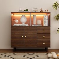 Stauraumvitrine Vitrine mit LED-Beleuchtung, braun, MDF, 90×40×90 cm von FUFU&GAGA
