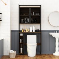 Toilettenschrank Badmöbel-Set Badezimmerschrank über der Toilette mit Gittertüren, MDF, 80×25×190cm von FUFU&GAGA
