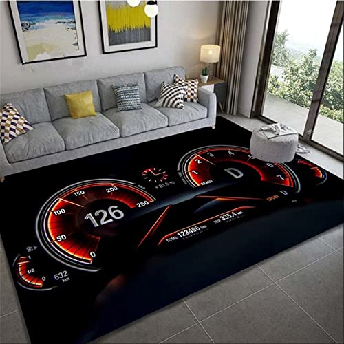Kinderteppiche Racing Armaturenbrett Druck Teppich Wohnzimmer Schlafzimmer Schwarzer Formula Racing Teppich rutschfeste Fußmatte Waschbar Küchenteppich Fußmatte Matte Läufer (Farbe 4,100x150 cm) von FUFUTE