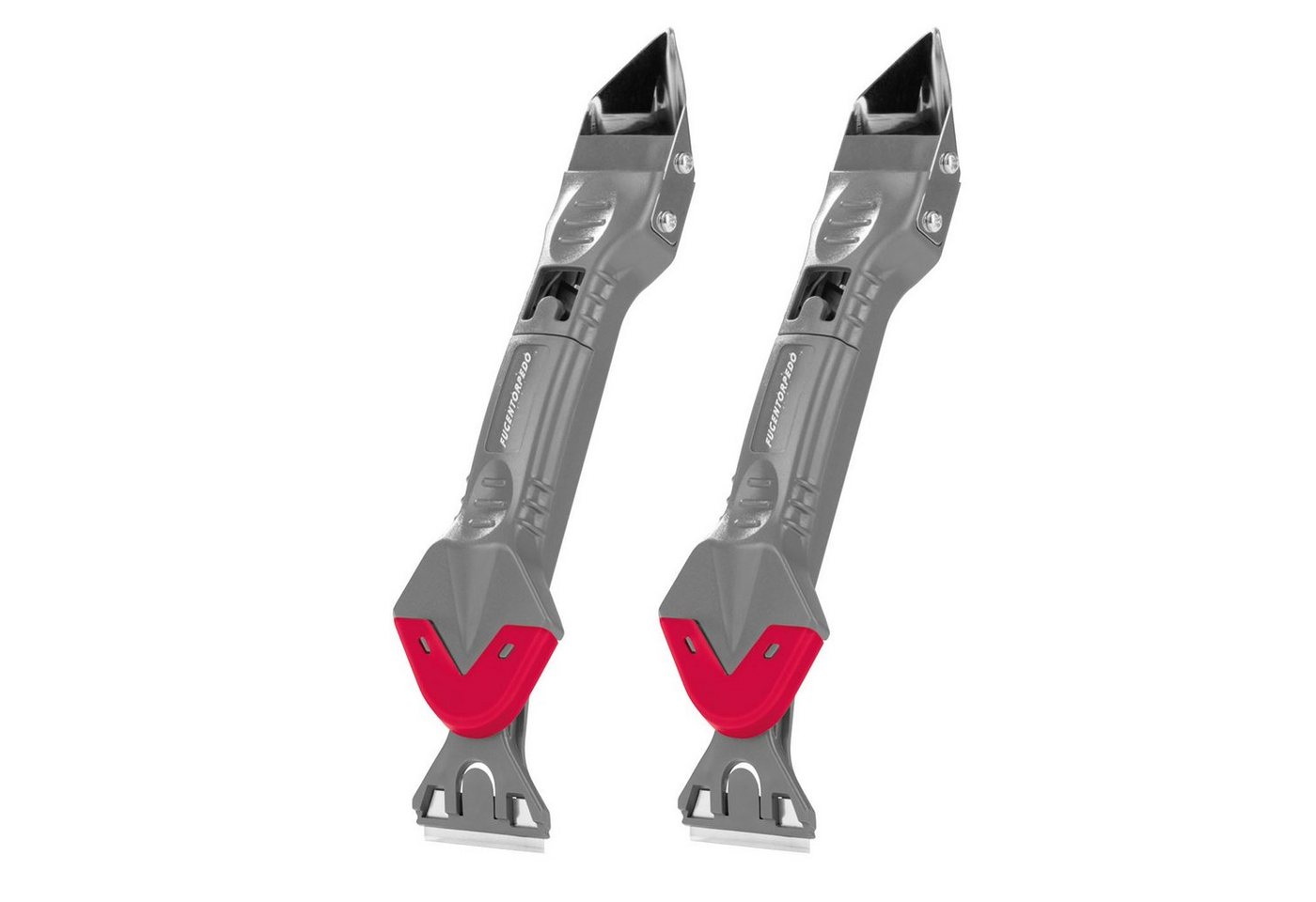 FUGENTORPEDO Fugenkratzer Silikonentferner 5in1 grau/rot, (Inklusive Fugenspachtel und Fugenglätter, 2-tlg), 5in1 Gerät von FUGENTORPEDO