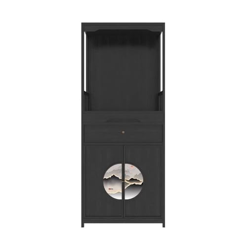 FUHAI-666 Meditationstisch Altar Brennerschrank for Reichtumsopfer im chinesischen Stil for das Wohnzimmer mit Doppeltür-Buddha-Schreinschrank Buddha Altarregal(Schwarz) von FUHAI-666