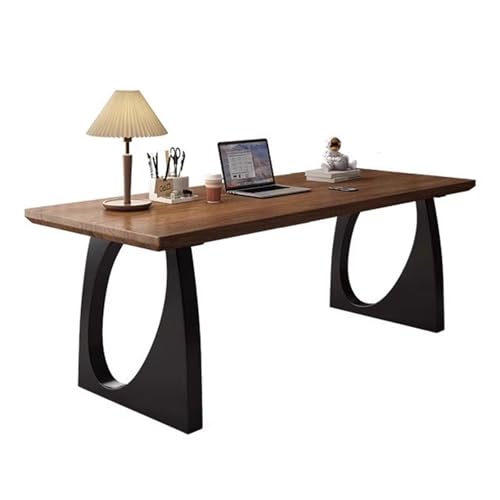 FUHAI-666 PC-Schreibtisch Massivholz-Schreibtisch, geräumiger Schreibtisch, moderner rechteckiger Esstisch in Walnussfarbe(XL) von FUHAI-666