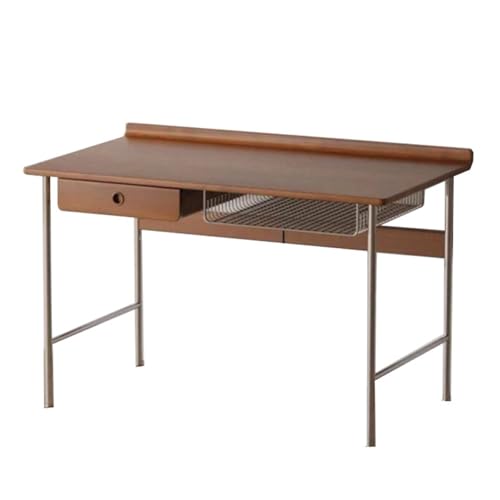 FUHAI-666 PC-Schreibtisch Vintage-Schreibtisch aus Holz mit Edelstahlrahmen, kompakter Schreibtisch for das Arbeitszimmer zu Hause Schubladen und Ablagefach(S) von FUHAI-666