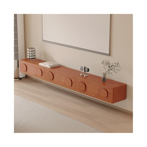 FUHAI-666 TV-Schrank Minimalistischer schwebender TV-Ständer, wandmontiertes Entertainment-Center mit 2 Schubladen, Medienkonsole Fernsehständer(Bruin,200x24x20cm) von FUHAI-666