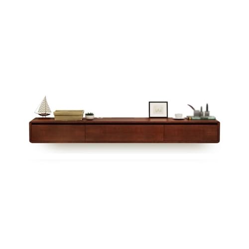 FUHAI-666 TV-Schrank Schwebender TV-Ständer mit Klapptüren und Schubladen, an der Wand montierte schwebende Entertainment-Center-TV-Konsole Fernsehständer(Bruin,180x20x24cm) von FUHAI-666