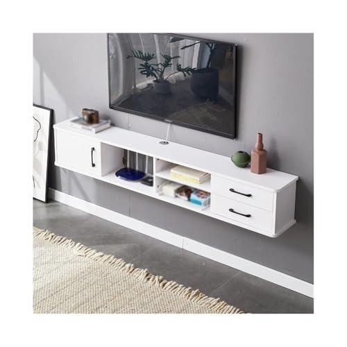 FUHAI-666 TV-Schrank Schwebendes TV-Gerät, 74-Zoll-TV-Wandschrank, schwebende Regale mit 2 Schubladen for das Wohnzimmer Fernsehständer(Weiß) von FUHAI-666