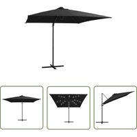 Fuhuida Trading - The Living Store Ampelschirm mit LED-Beleuchtung Stahl-Mast 250x250 cm Schwarz - Sonnenschirm - Gartenmöbel - Terrasse von FUHUIDA TRADING