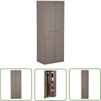 The Living Store Gartenschrank Braun 65x45x172 cm pp Holz-Optik - Gartenschrank - Aufbewahrungsraum - Außenmöbel - Polypropylen - Braun von FUHUIDA TRADING