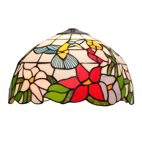 Tiffany Lampenschirm Ersatz, 12 Zoll Buntglas Kolibri Lampenschirm passend für Tischlampe Pendelleuchte Deckenleuchte von FUIBEJAE