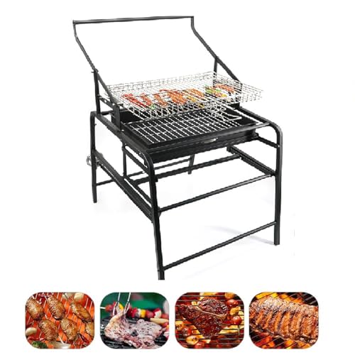 FUIPOT 360° drehbare Holzkohlegrills, Edelstahl Flipping Outdoor BBQ Grill Großer Grill Holzkohlegrill für einfachen Transport, Tragbarer Barbecue Grill Geeigneter Kebab Grill für Mehrere Personen von FUIPOT