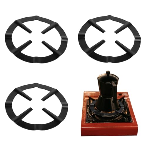 FUIPVGI 3 Stück Gusseisen Wok Ring, Reduzierring für Gasherd, Gasherd Wok Ring, Gasherdaufsatz, Kaffeekanne Ständer, Kaffeemaschinenhalter, für Gasherd Cooker Moka Topf, Wok Pan Support (Schwarz) von FUIPVGI