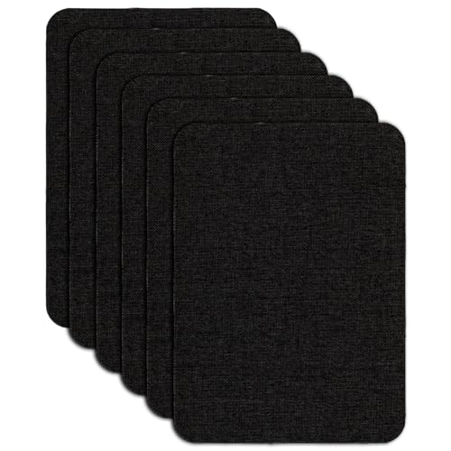 FUIPVGI 6 Stück Flicken Selbstklebend Stoff,Leinenstoff Selbstklebeband Flicken,20 x 28 cm Selbstklebender Stoffreparaturflicken,Textil Flicken Selbstklebend für Möbel Sofas Zelte Aufbügeln (Schwarz) von FUIPVGI