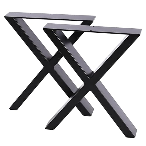FUKEA Tischbeine Metall 2 Stück X Form Tischfüße Schwarz Tischgestell DIY Möbelfüße für Schreibtisch Couchtisch Esstisch Sitzbank B50 x H72 cm von FUKEA