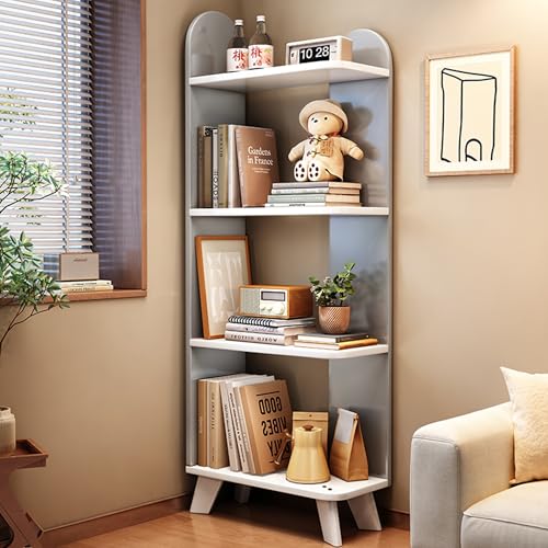 FUKEFUZ Bücherschrank Mit Großem Platzangebot, Offene Mehrschichtige Lagerregal Für Zuhause, Eck Bücherregal Regal Links Und Rechts Austauschbar, Vitrine In Mehreren Farben Erhältlich(Gray) von FUKEFUZ