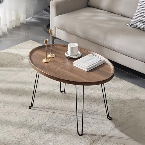 FUKEFUZ Kleiner Couchtisch Aus Holz Leicht Zu Verstauen Couch-/Bett-/Beistelltisch Rutschfestes Design Nachttisch Metallrahmen Runder Beistelltisch Für Wohnzimmer,Esszimmer,Wohndeko(Brown,80cm) von FUKEFUZ