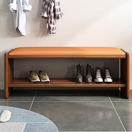 FUKEFUZ Schuhregal Aus Holz, Eingangsbank, Ottomane Mit Stauraum, Gepolsterter Sitz, Mehrere Größen Und Farben Erhältlich, Schuhregal, Perfekt Für Haustür, Schlafzimmer, Außenbereich(Walnut,CUSH-ORN_2 von FUKEFUZ