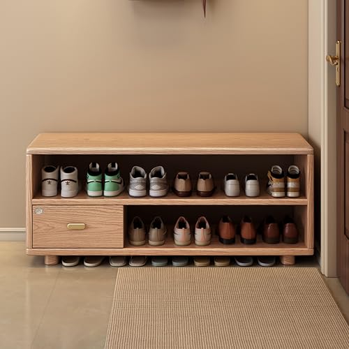 FUKEFUZ Schuhregalschrank, Ottomane Für Schrank Mit Stauraum, Eingangsbank Mit Schublade Für Vordertür, Regal-Organizer Für Den Eingangsbereich, 2 Stile Und 3 Farben, Abnehmbares Kissen(Wood,W/O CUSHI FUKEFUZ Schuhregalschrank, Ottomane Für Schrank Mit Stauraum, Eingangsbank Mit Schublade Für Vordertür, Regal-Organizer Für Den Eingangsbereich, 2 Stile Und 3 Farben, Abnehmbares Kissen(Wood,W/O CUSHI von FUKEFUZ