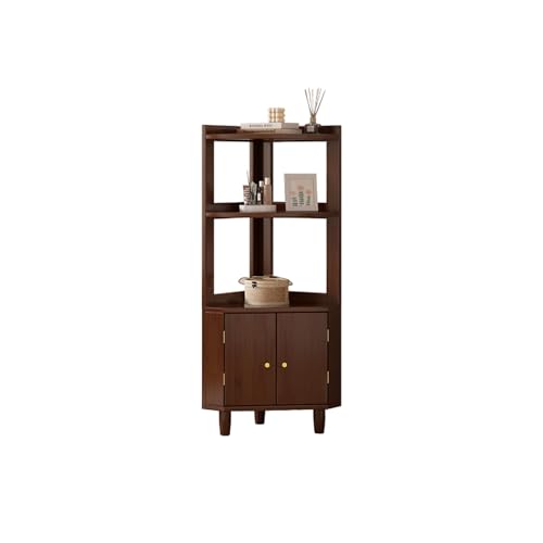 FUKEFUZ Schwarze Regale Massivem Holz, Eck-Mehrschicht-Lagerregal, Offene Vitrine Mit Kleiner Stellfläche, Bücherregal Mit Rechtwinkligem Design, Für Schlafzimmer Und Wohnzimmer(Brown,47.2in) von FUKEFUZ