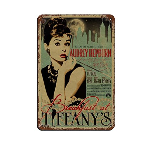 Audrey Breakfast at Tiffany's Hepburn Poster (1) Retro Poster Metall Blechschild Chic Art Retro Eisen Malerei Bar Menschen Höhle Cafe Familie Garage Poster Wanddekoration 20 x 30 cm von FUKITT