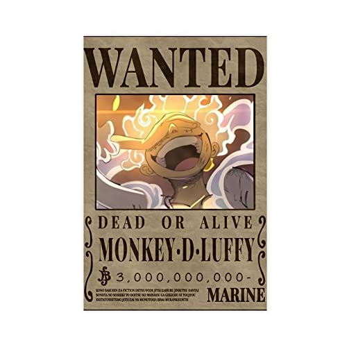 Cartoon One Piece Monkey D., Luffy Latest Billion Bailey Wanted Poster Leinwand Poster Wandkunst Dekor Druck Bild Gemälde für Wohnzimmer Schlafzimmer Dekoration Rahmen Stil 2 08 x 12 Zoll (20 x 30 cm) von FUKITT