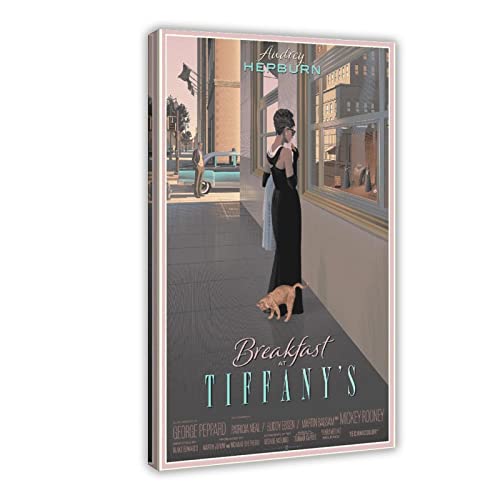 FUKITT Audrey Breakfast at Tiffany's Hepburn Poster (5) Leinwandposter Wandkunst Dekor Bild Gemälde für Wohnzimmer Schlafzimmer Dekoration Rahmen Stil 60 x 90 cm von FUKITT