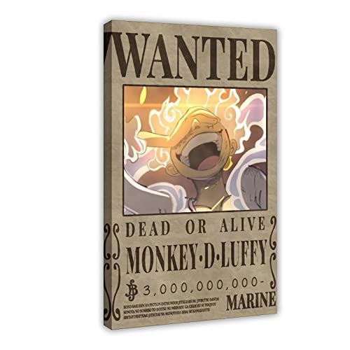 FUKITT Cartoon One Piece Monkey D., Luffy Latest Billion Bailey Wanted Poster Leinwand Poster Wandkunst Dekor Bild Gemälde für Wohnzimmer Schlafzimmer Dekoration Rahmen Stil 2 12x18inch (30x45cm) von FUKITT