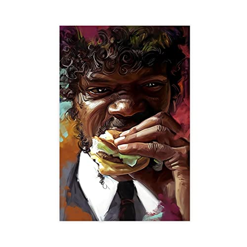 FUKITT Filmposter "Jules Winnfield Samuel L Jackson Pulp Fiction", Leinwand, Poster, Schlafzimmer, Dekoration, Sport, Landschaft, Büro, Raumdekoration, Geschenk, Rahmen-Stil, 60 x 90 cm von FUKITT