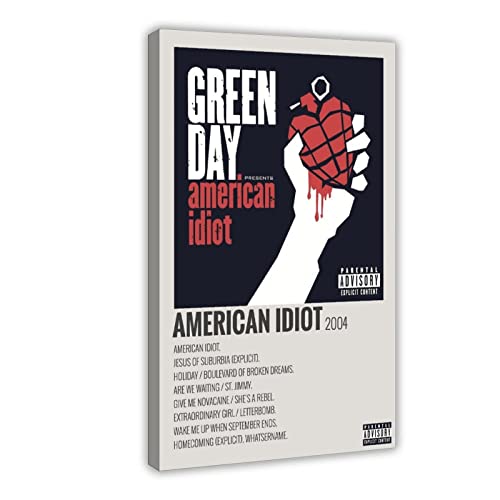 FUKITT Inspirierendes Album American Idiot Album Poster Cover Leinwand Poster Wandkunst Dekor Druck Bild Gemälde für Wohnzimmer Schlafzimmer Dekoration Rahmen Stil 5 20 x 30 cm von FUKITT