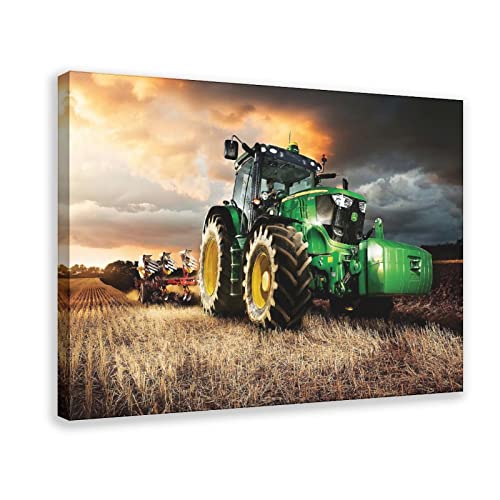 FUKITT John Deere Traktor Retro Auto Poster Leinwand Poster Wandkunst Dekor Druck Bild Gemälde für Wohnzimmer Schlafzimmer Dekoration Rahmen Stil 40 x 60 cm von FUKITT