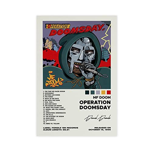 FUKITT MF Doom Poster Operation Doomsday Album Cover Poster Leinwand Poster Schlafzimmer Dekor Sport Landschaft Büro Zimmer Dekor Geschenk Rahmen Stil 50 x 75 cm von FUKITT