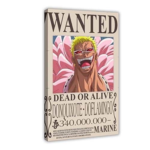 FUKITT One Piece Donquixote, Doflamingo Wanted Poster (2) Leinwandposter Wandkunst Dekor Druck Bild Gemälde für Wohnzimmer Schlafzimmer Dekoration Rahmen Stil 8 08x12inch (20x30cm) von FUKITT