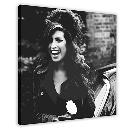 FUKITT Poster Sänger Amy Winehouse Poster (4) Leinwand Poster Wandkunst Dekor Bild Gemälde für Wohnzimmer Schlafzimmer Dekoration Rahmen Stil 30 x 30 cm von FUKITT